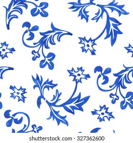 Vector Seamless Porcelain Pattern in White Background