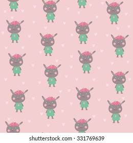 The vector seamless with pretty rabbit