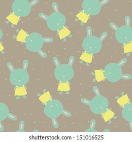 The vector seamless with pretty rabbits