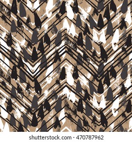 Vector seamless print colorful stripes and lines, abstract shapes and dots. Ethnic pattern with native and tribal motif. Woven vintage textile design in aztec style with hand drawn chevrons and zigzag