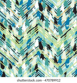 Vector seamless with print colorful stripes and lines, abstract shapes and dots. Ethnic pattern with native and tribal motifs. Woven vintage textile design in aztec style with hand drawn chevrons