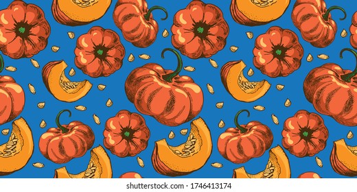 vector seamless of pumpkin colour illustration set
