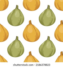 Vector seamless Pumpkin pattern. Pumpkins shapes pattern. Fall and halloween decoration. Hand draw isolated vector cartoon. Harvest.