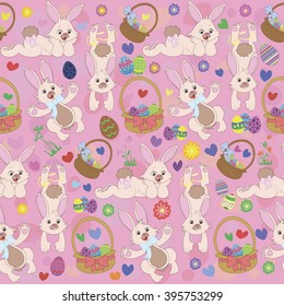 Vector seamless Rabbits and eggs.