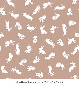 Vector seamless rabbits pattern . illustration t-shirt print graphic design. - Vector