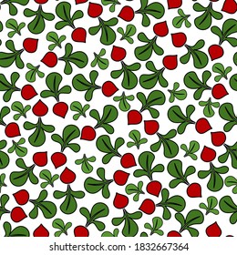 Vector seamless radish pattern for kitchen fabric on white background