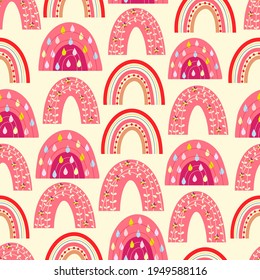 Vector seamless rainbow pattern. Cute rainbow print for kids design, fabric making, wrapping paper