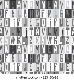 Vector seamless with randomly scattered letters./ Background of letters