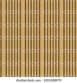 Vector seamless realistic bamboo Mat light background, yellow rattan weave rope or straw, natural ECO-texture, surface. svg