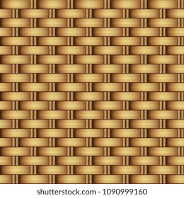 Vector seamless realistic burnt Golden light background, yellow rattan weave bamboo or straw, natural ECO-texture, surface.