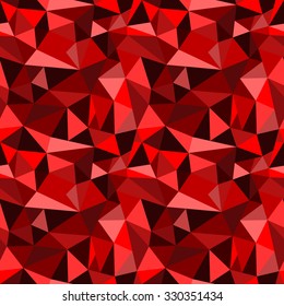 Vector seamless red abstract geometric rumpled triangular graphic background. Digital vector illustration