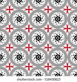Vector Seamless red and black pattern. Sacred Geometry. Circle template. abstract background