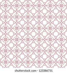 Vector seamless red illustration of tangier grid, abstract guilloche background