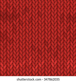 vector seamless red knitted background, editable pattern