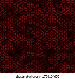 Patrón de mosaico monocromo rojo sin fisuras vectorial. Patrón gráfico sin fisuras en tonos rojos. Patrón de abeja sin foco. Patrón de rejilla hexagonal coloreada.