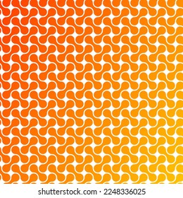  Patrón de cruz de línea redondeada de color rojo anaranjado sin fisuras. Resumen laberínese el fondo liso del patrón de mosaico.Diseño de un patrón girado sin fisuras de espiral. Resumen de fondo monocromo de círculo.