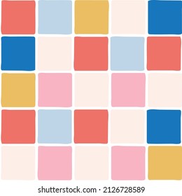 Vector Seamless Repeat Geometric Happy Pattern Check Square Gingham Loose