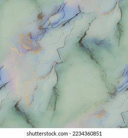 Vector Seamless Repeat. Marble Ink Vector. Gold Art Paint. Alcohol Ink Canvas. Green Marble Watercolor. Blue Abstract Background. Shiny Water Color. Luxury Seamless Template. Pink Luxury Background.