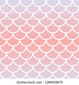 Vector seamless repeat pattern background with mermaid scale and pink and purple soft pastel gradient.