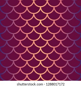 Vector seamless repeat pattern background with mermaid scale and pink and purple soft pastel gradient.