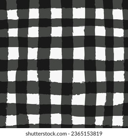 Vector seamless repeat pattern with black and white gingham check plaid. Cottagecore, farmers market, countryside background, Christmas projects.