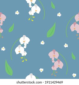 A vector seamless repeat pattern with orchids.