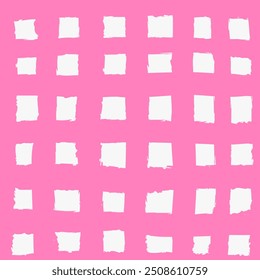 Vector seamless repeat pattern with solid pink gingham check plaid. Cottagecore, farmers market, countryside background, girls projects.