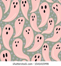 vector  seamless repeat pink ghost pattern perfect for halloween fall