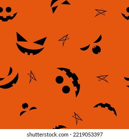 Vector. Seamless repeating cartoon face pattern. Thanksgiving, Halloween concept. Seasonal print for textiles, holiday background, gift wrapping, invitations. Autumn concept, plant compositions.