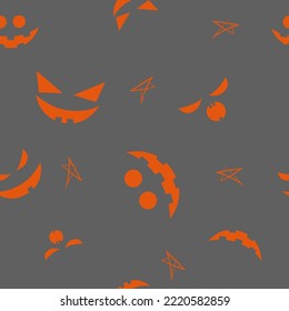 Vector. Seamless repeating cartoon face pattern. Thanksgiving, Halloween concept. Seasonal print for textiles, holiday background, gift wrapping, invitations. Autumn concept, plant compositions.