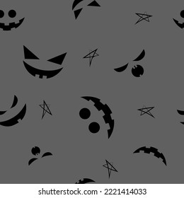 Vector. Seamless repeating cartoon face pattern. Thanksgiving, Halloween concept. Seasonal print for textiles, holiday background, gift wrapping, invitations. Autumn concept, plant compositions.