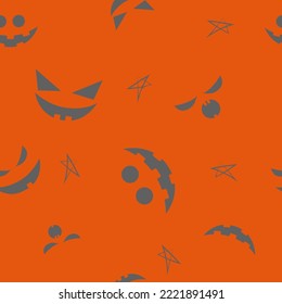 Vector. Seamless repeating cartoon face pattern. Thanksgiving, Halloween concept. Seasonal print for textiles, holiday background, gift wrapping, invitations. Autumn concept, plant compositions.