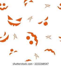 Vector. Seamless repeating cartoon face pattern. Thanksgiving, Halloween concept. Seasonal print for textiles, holiday background, gift wrapping, invitations. Autumn concept, plant compositions.