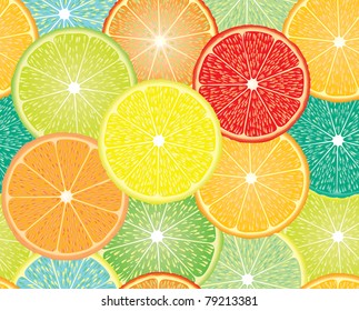 vector seamless repeating design with abstract citrus fruits