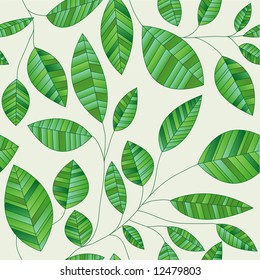 vector seamless repeating green leaves wallpaper