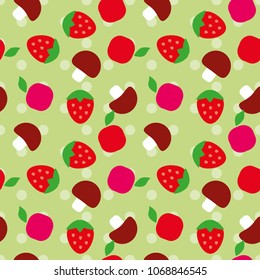 vector seamless repeating illustration baby pattern berry and mushrooms