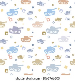 vector seamless repeating illustration of children's patterned tanks