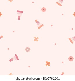 vector seamless repeating illustration of children's pink flowers pattern and pyramid
