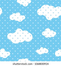 vector seamless repeating illustration of children's pattern of clouds
