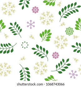 vector seamless repeating illustration floral pattern leaves flowers