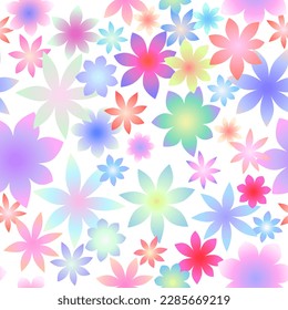 Vector seamless repeating pattern: colourful floral ornament isolated on the white background. Design for background, fabric, textile.