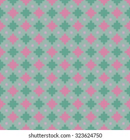 Vector seamless repeating pattern of geometric elements in the form of diamonds and small squares, colorful geometric background