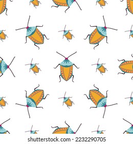 Vector seamless repeating pattern with hand drawn bugs. texture for fabric, wallpaper, textile, apparel.