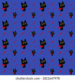 
Vector seamless repeating print with super black cat. Pattern, packaging texture, background for cat lovers and superheroes