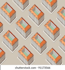 vector seamless repeating wallpaper with buildings