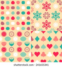 Vector seamless retro colorful patterns collection