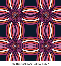 Patrón geométrico de los cuadrados de colores rojos y azul oscuro retro sin fisuras vectoriales