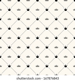 Vector seamless retro pattern, with crowns. Can be used for wallpaper, pattern fills, web page background,surface textures