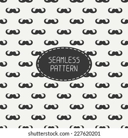 Vector seamless retro pattern, with curly vintage hipster gentleman mustache. For wallpaper, pattern fills, web page background, blog. Stylish texture.