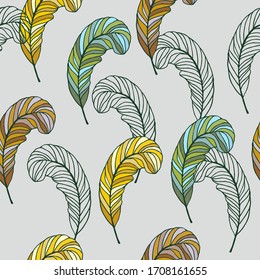 Vector seamless retro pattern with  feathers